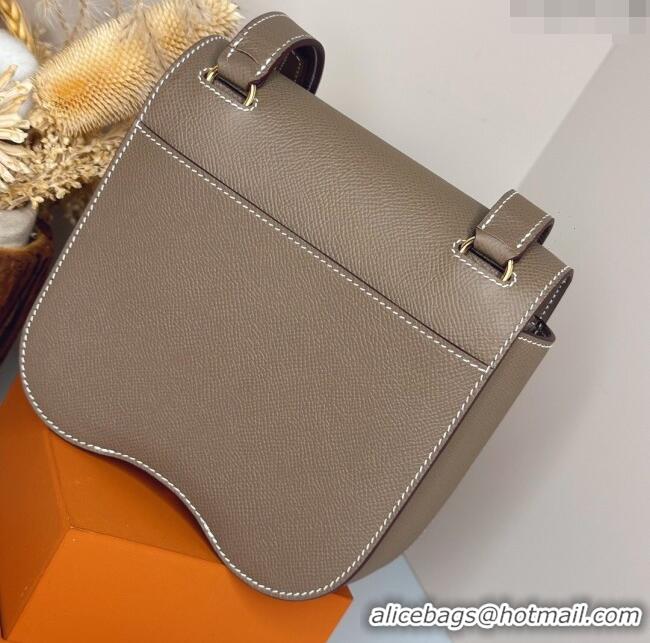 New Design Hermes Della Cavalleria Mini Bag in Epsom Leather 3005 Etoupe/Gold 2024 (Half Handmade)