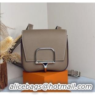 Top Grade Hermes Della Cavalleria Mini Bag in Epsom Leather 3005 Etoupe/Silver 2024 (Half Handmade)