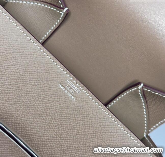 Top Grade Hermes Della Cavalleria Mini Bag in Epsom Leather 3005 Etoupe/Silver 2024 (Half Handmade)