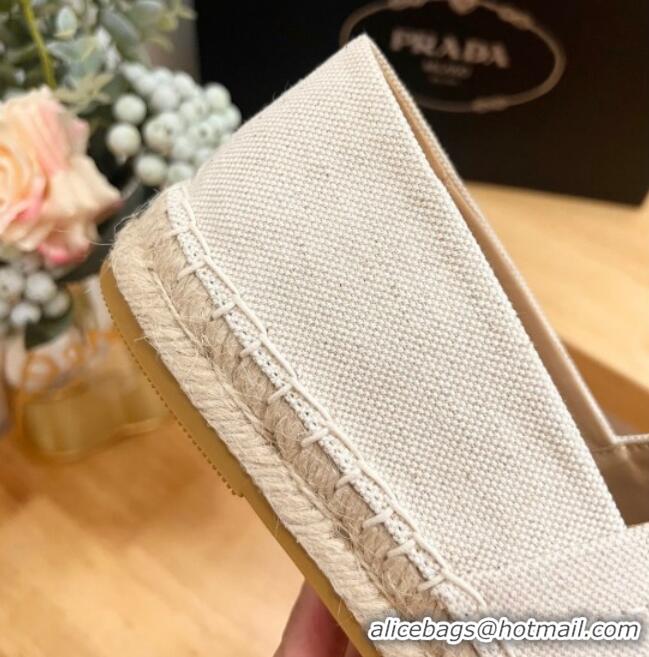 Purchase Prada Canvas Espadrilles Flat White 611072