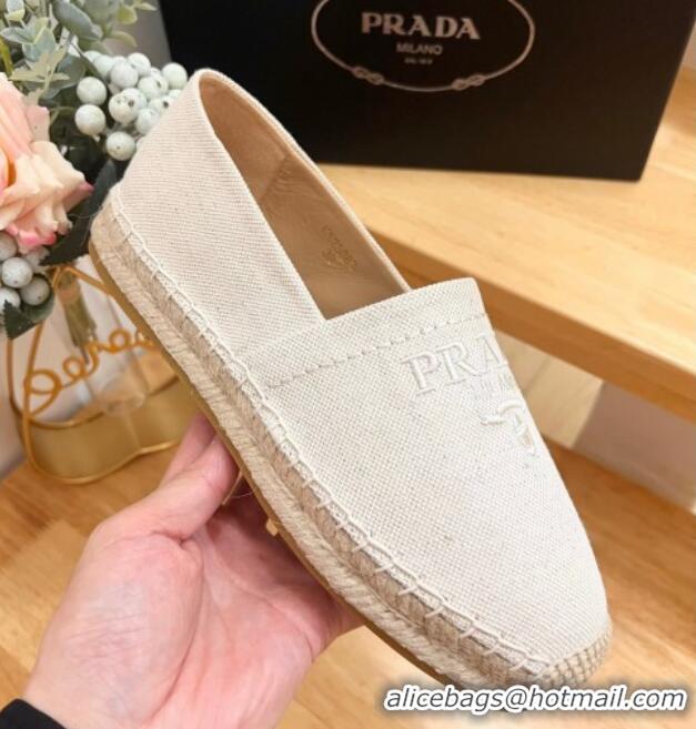 Purchase Prada Canvas Espadrilles Flat White 611072