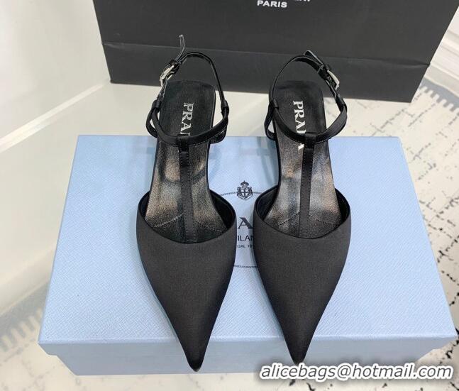 Most Popular Prada Satin Slingback Pumps 3.5cm Black 611086