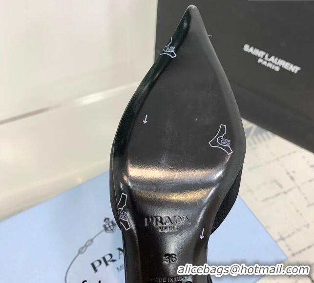 Most Popular Prada Satin Slingback Pumps 3.5cm Black 611086