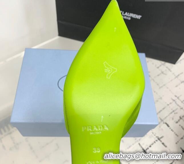 Luxurious Prada Satin Slingback Pumps 3.5cm Green 611087