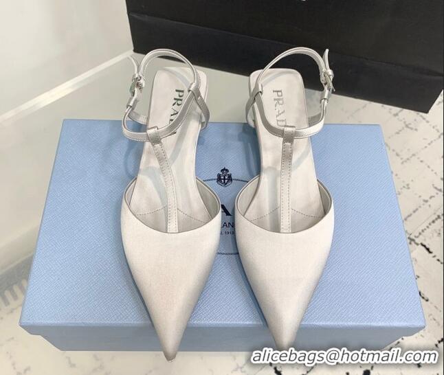 Good Product Prada Satin Slingback Pumps 3.5cm Grey 611088