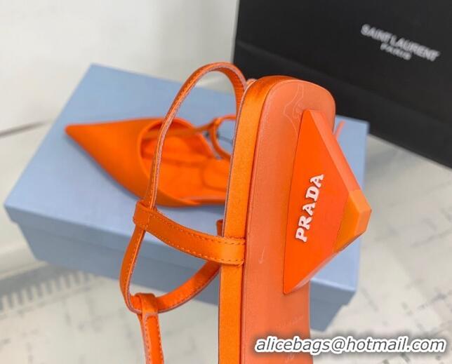 Buy Discount Prada Satin Slingback Pumps 3.5cm Orange 611089