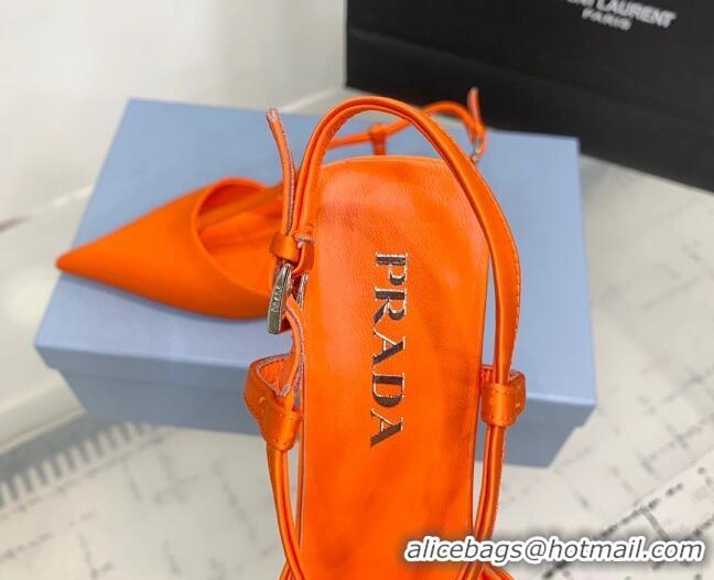 Buy Discount Prada Satin Slingback Pumps 3.5cm Orange 611089