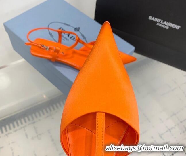 Buy Discount Prada Satin Slingback Pumps 3.5cm Orange 611089