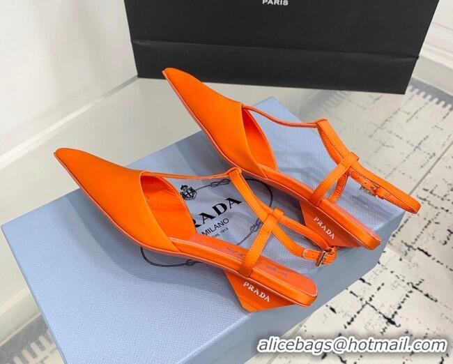 Buy Discount Prada Satin Slingback Pumps 3.5cm Orange 611089