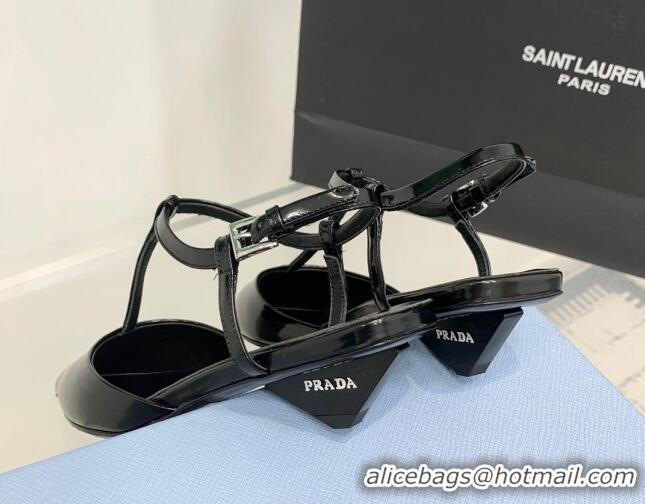 Charming Prada Brushed leather Slingback Pumps 3.5cm Black 611091