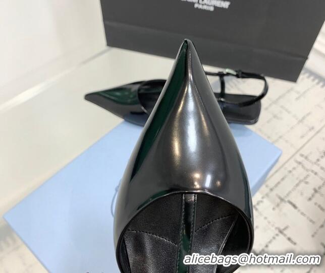 Charming Prada Brushed leather Slingback Pumps 3.5cm Black 611091