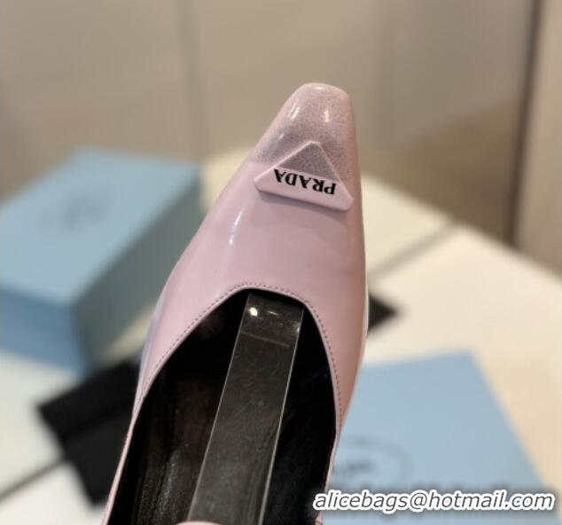 Charming Prada Two-Tone Brushed leather Mary Janes Pumps 8.5cm Light Pink 611127