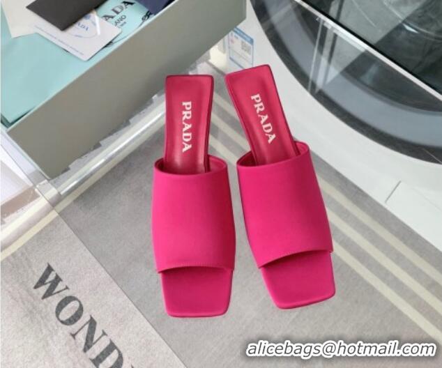 Best Product Prada Satin Heel Slide Sandals 3.5cm with Triangle Heel Pink 04004