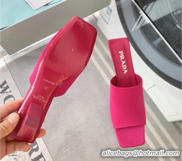 Best Product Prada Satin Heel Slide Sandals 3.5cm with Triangle Heel Pink 04004