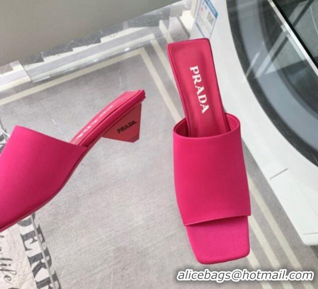 Best Product Prada Satin Heel Slide Sandals 3.5cm with Triangle Heel Pink 04004