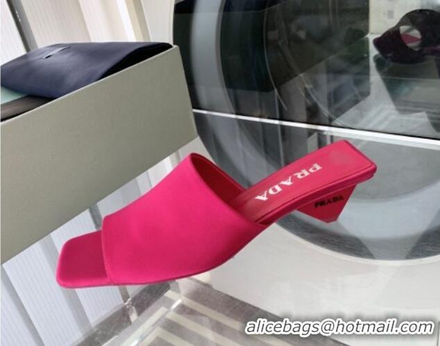 Best Product Prada Satin Heel Slide Sandals 3.5cm with Triangle Heel Pink 04004