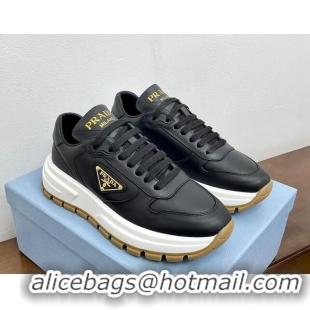 Grade Quality Prada Gabardine Leather Sneakers Black/Gold 719121