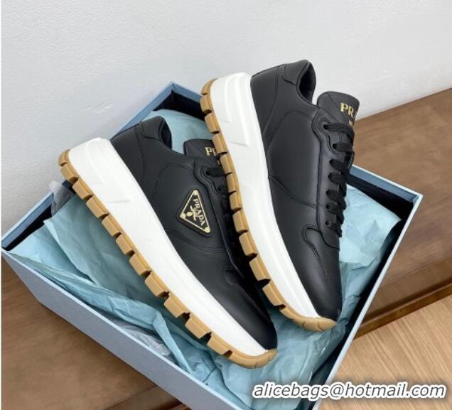 Grade Quality Prada Gabardine Leather Sneakers Black/Gold 719121