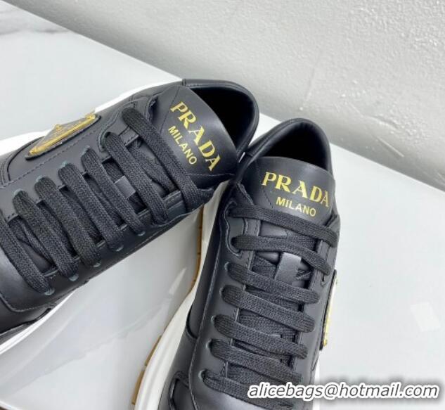 Grade Quality Prada Gabardine Leather Sneakers Black/Gold 719121