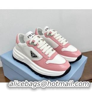 Best Price Prada Gabardine Leather Sneakers Pink 719124