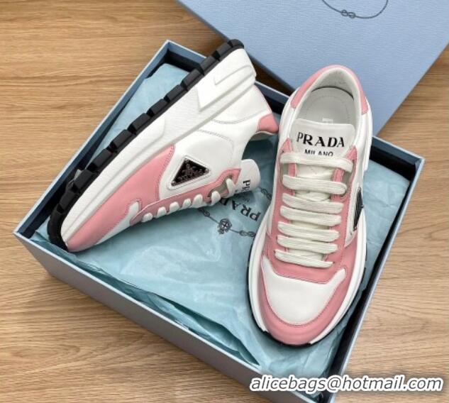 Best Price Prada Gabardine Leather Sneakers Pink 719124