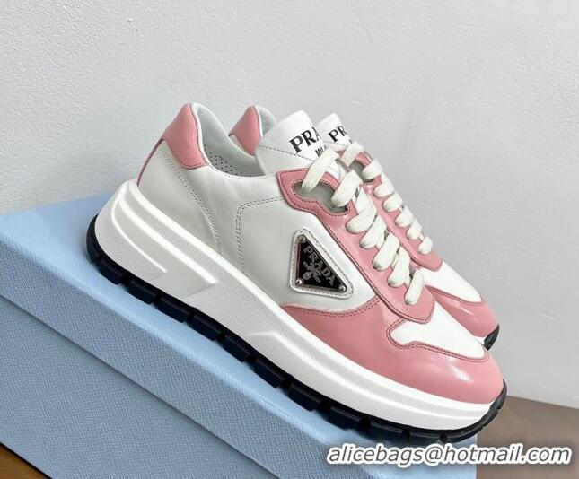 Best Price Prada Gabardine Leather Sneakers Pink 719124