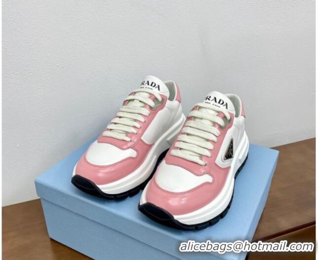 Best Price Prada Gabardine Leather Sneakers Pink 719124