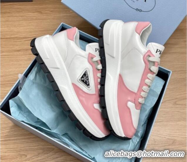 Best Price Prada Gabardine Leather Sneakers Pink 719124