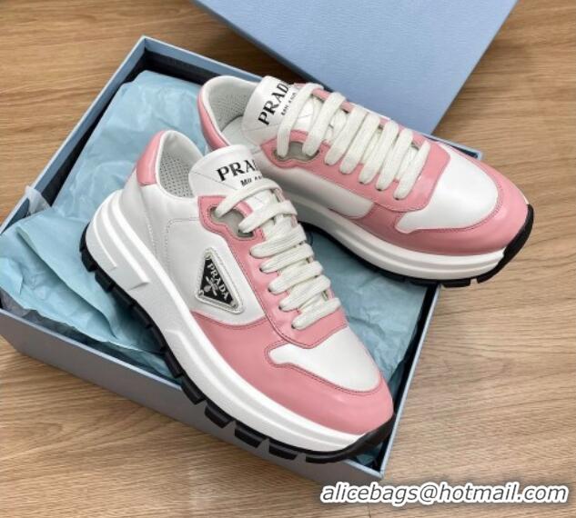 Best Price Prada Gabardine Leather Sneakers Pink 719124