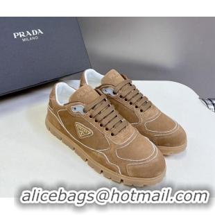 Low Price Prada Faded suede sneakers Brown 719127