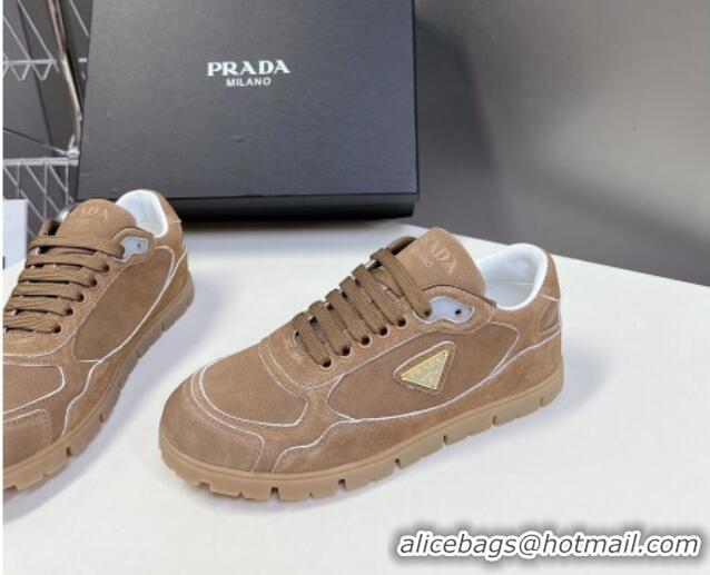 Low Price Prada Faded suede sneakers Brown 719127