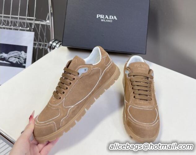 Low Price Prada Faded suede sneakers Brown 719127