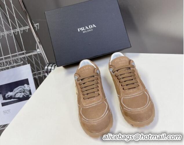 Low Price Prada Faded suede sneakers Brown 719127