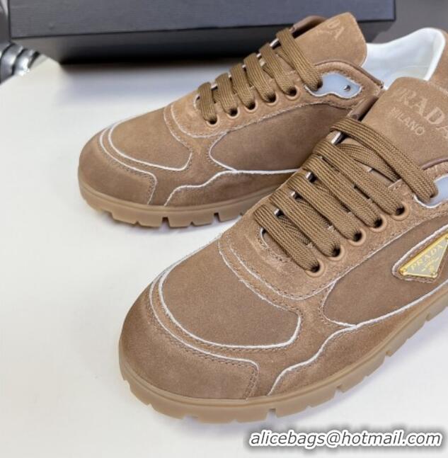 Low Price Prada Faded suede sneakers Brown 719127