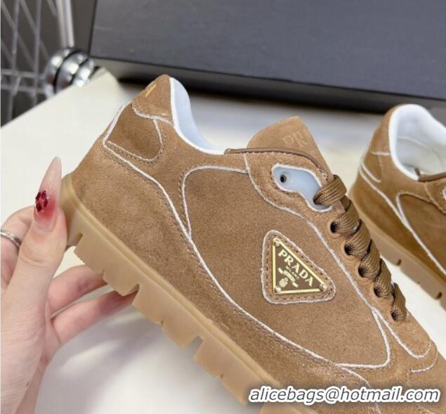 Low Price Prada Faded suede sneakers Brown 719127