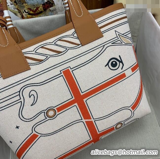 Original Cheap Hermes Steeple 25 Bag in Plume canvas and Swift Calfskin H73001 2024 (Top Quality)