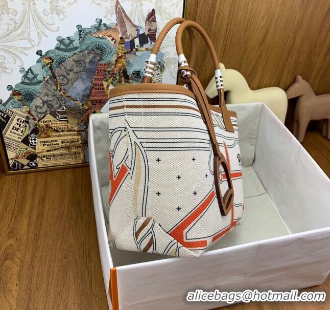 Original Cheap Hermes Steeple 25 Bag in Plume canvas and Swift Calfskin H73001 2024 (Top Quality)