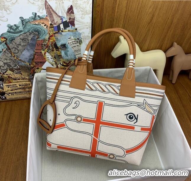 Original Cheap Hermes Steeple 25 Bag in Plume canvas and Swift Calfskin H73001 2024 (Top Quality)