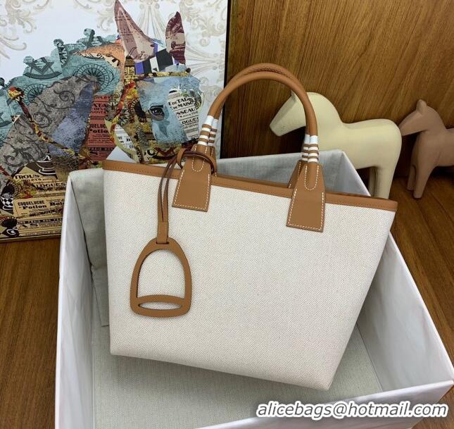 Spot Fashion Hermès Steeple 25 Bag in Plume Canvas and Swift Calfskin H73003 Brown 2024(Top Quality)