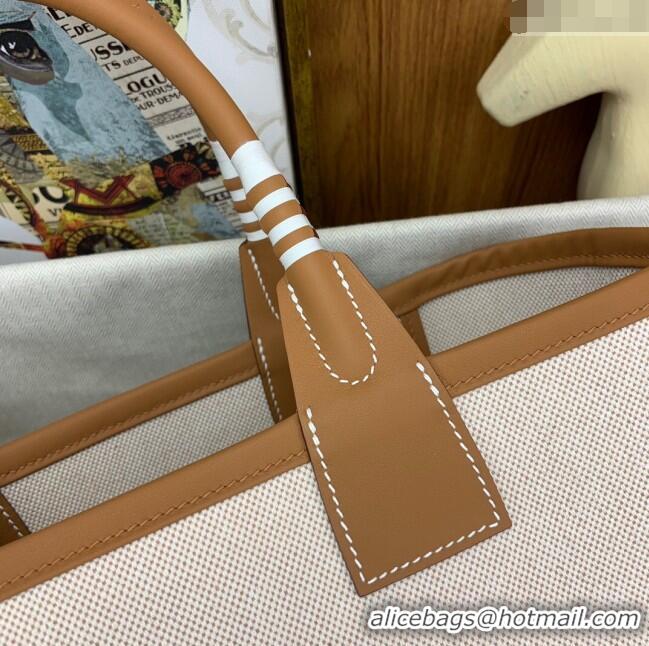 Spot Fashion Hermès Steeple 25 Bag in Plume Canvas and Swift Calfskin H73003 Brown 2024(Top Quality)