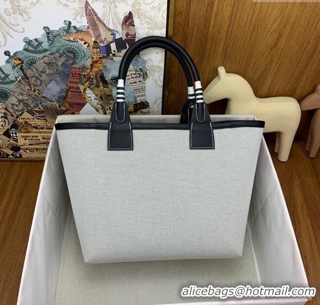 Hot Style Hermès Steeple 25 Bag in Plume Canvas and Swift Calfskin H73003 Black 2024 (Top Quality)