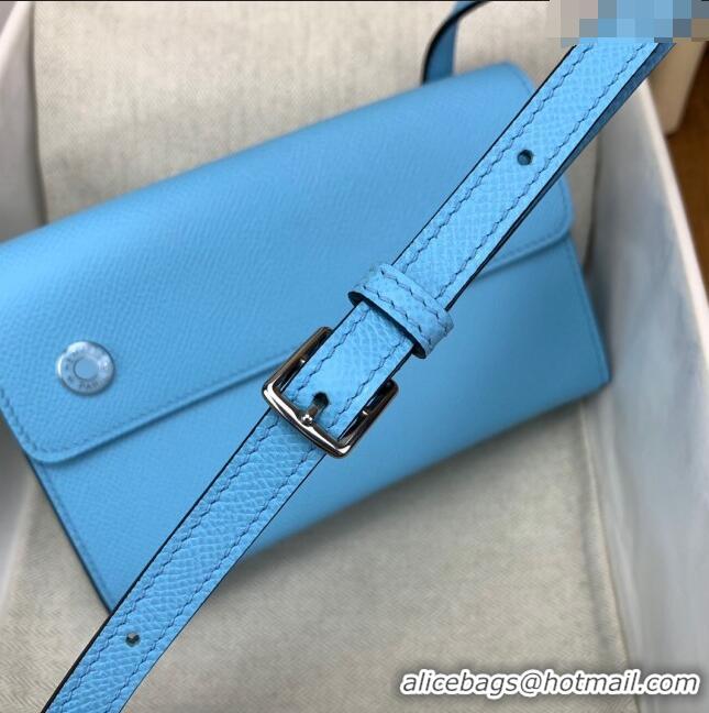 Top Quality Hermes Snap Wallet in Epsom Leather H3121 Candy Blue/Blue 2024(Half Handmade) 