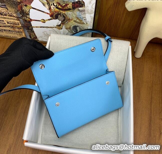 Top Quality Hermes Snap Wallet in Epsom Leather H3121 Candy Blue/Blue 2024(Half Handmade) 