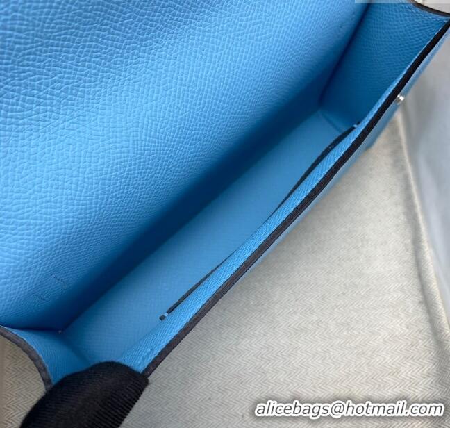 Top Quality Hermes Snap Wallet in Epsom Leather H3121 Candy Blue/Blue 2024(Half Handmade) 