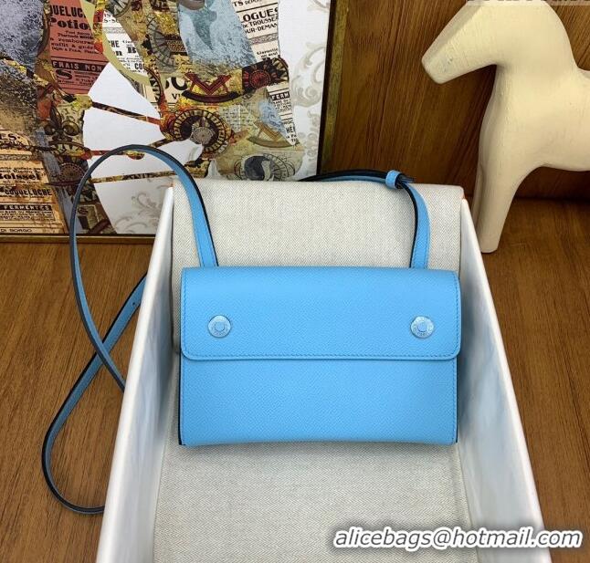 Top Quality Hermes Snap Wallet in Epsom Leather H3121 Candy Blue/Blue 2024(Half Handmade) 