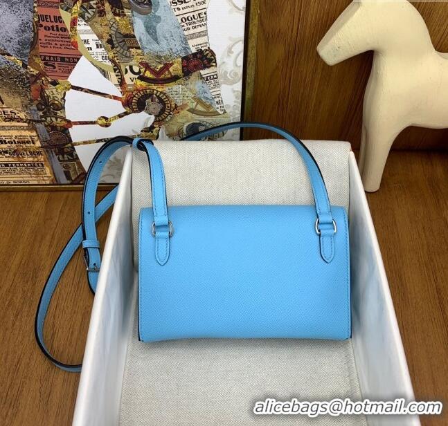 Top Quality Hermes Snap Wallet in Epsom Leather H3121 Candy Blue/Blue 2024(Half Handmade) 