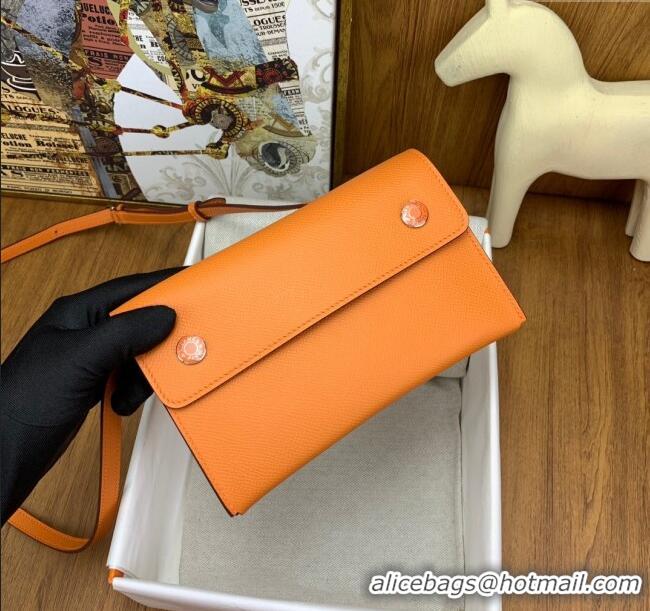 New Product Hermes Snap Wallet in Epsom Leather H3121 Orange 2024 (Half Handmade)