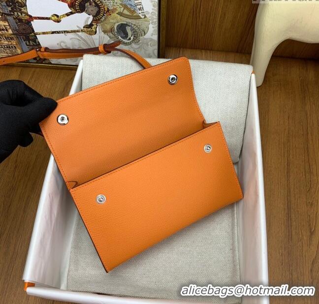 New Product Hermes Snap Wallet in Epsom Leather H3121 Orange 2024 (Half Handmade)