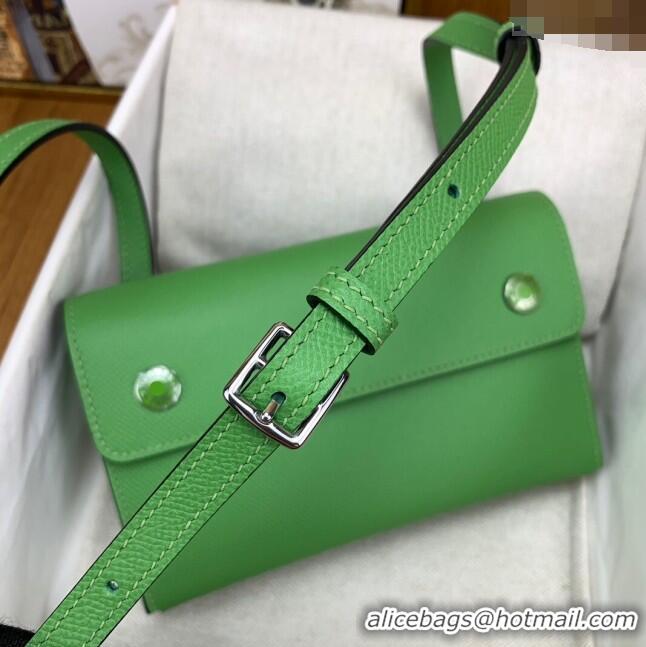 Luxury Cheap Hermes Snap Wallet in Epsom Leather H3121 Green 2024 (Half Handmade)