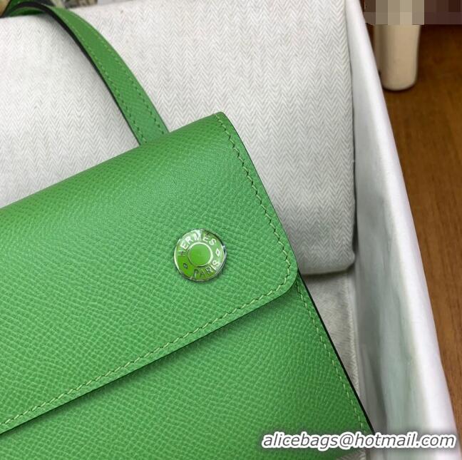 Luxury Cheap Hermes Snap Wallet in Epsom Leather H3121 Green 2024 (Half Handmade)